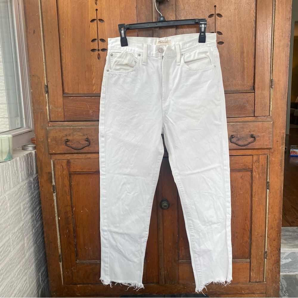 White cropped madewell jeans